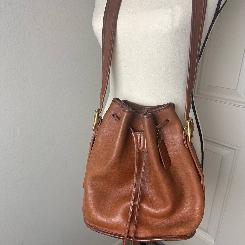 Vintage coach leather drawstring bag